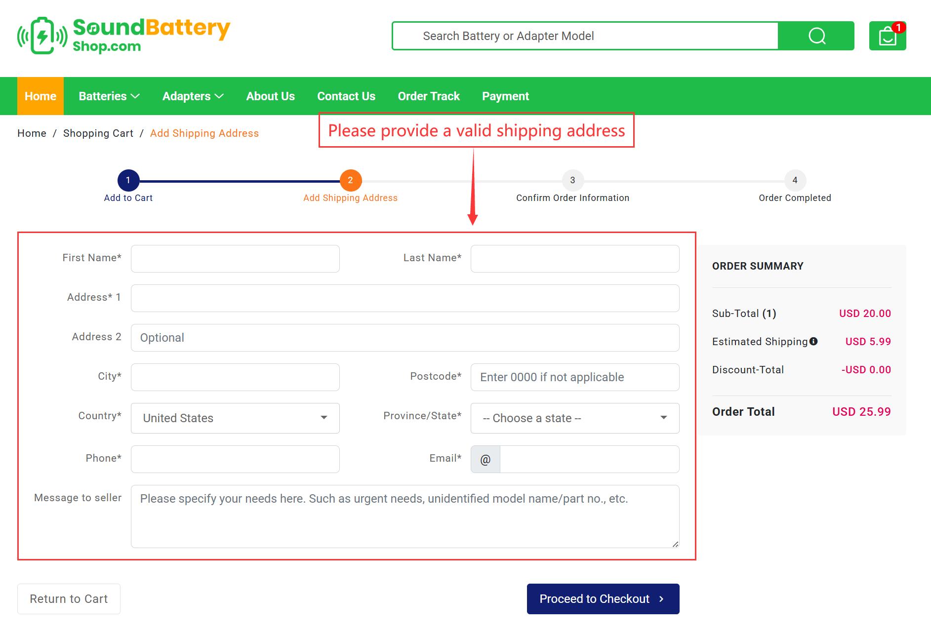 Add Shipping Address