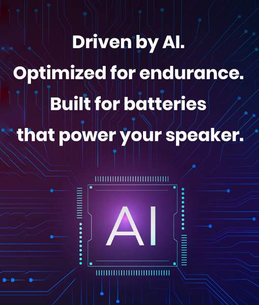 Driven by AI. Optimized for endurance. Built for batteries that power your speaker.
